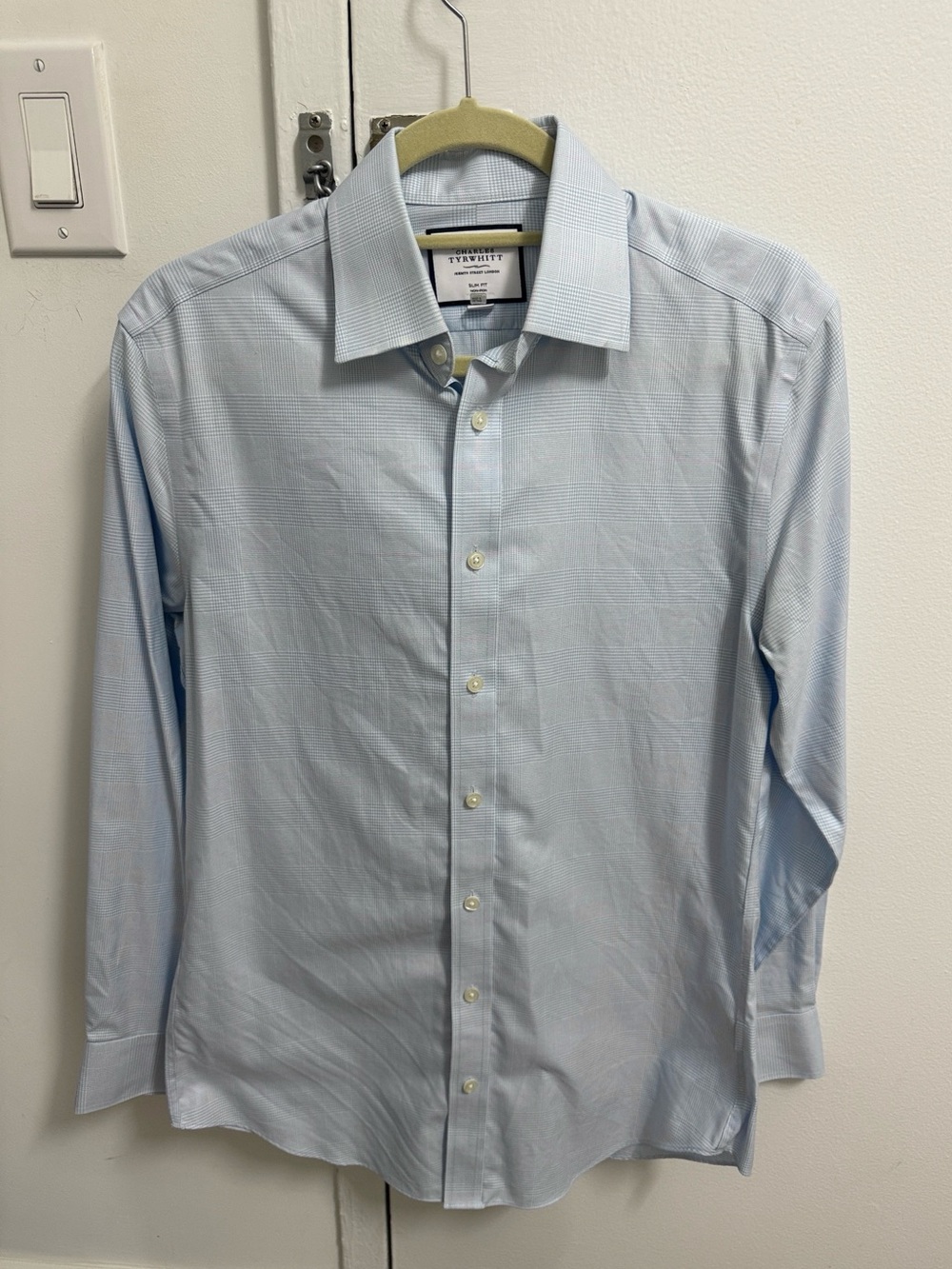 Charles Tyrwhitt Non-Iron Slim Fit Blue Check Dress Shirt 15/33